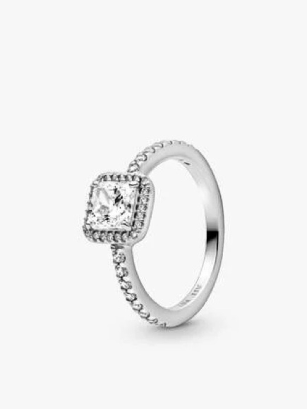 Pandora Silver Square Halo Ring with Clear Stones 925 ALE